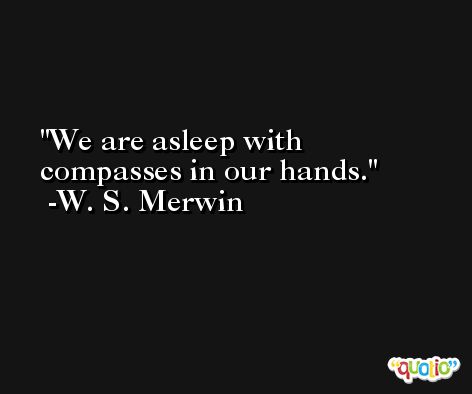 We are asleep with compasses in our hands. -W. S. Merwin