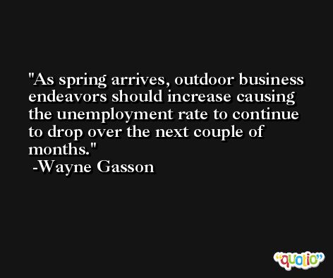 As spring arrives, outdoor business endeavors should increase causing the unemployment rate to continue to drop over the next couple of months. -Wayne Gasson