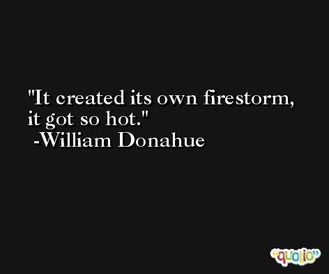 It created its own firestorm, it got so hot. -William Donahue