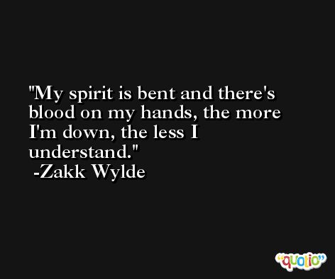 My spirit is bent and there's blood on my hands, the more I'm down, the less I understand. -Zakk Wylde