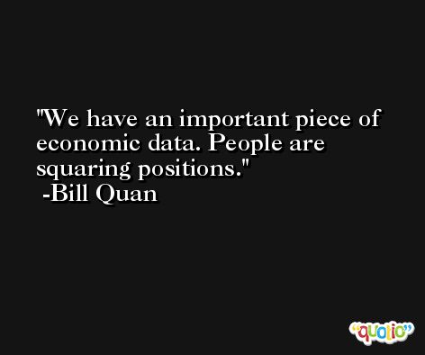 We have an important piece of economic data. People are squaring positions. -Bill Quan