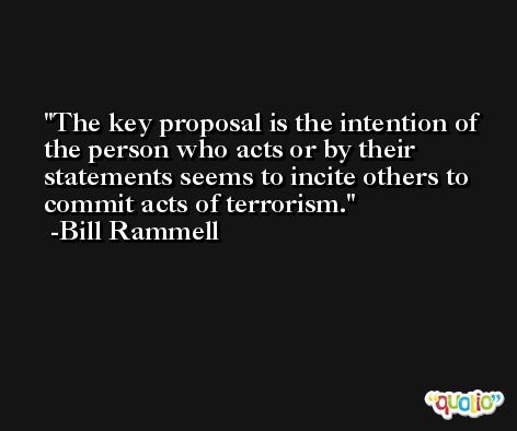 The key proposal is the intention of the person who acts or by their statements seems to incite others to commit acts of terrorism. -Bill Rammell