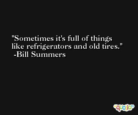 Sometimes it's full of things like refrigerators and old tires. -Bill Summers