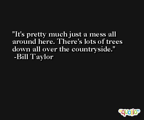 It's pretty much just a mess all around here. There's lots of trees down all over the countryside. -Bill Taylor