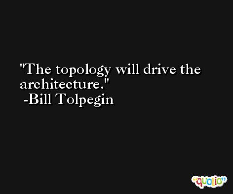 The topology will drive the architecture. -Bill Tolpegin