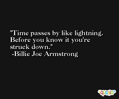 Time passes by like lightning. Before you know it you're struck down. -Billie Joe Armstrong