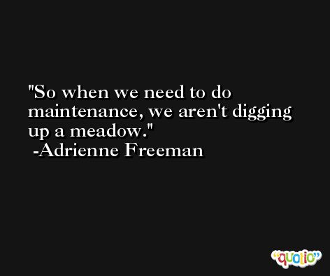 So when we need to do maintenance, we aren't digging up a meadow. -Adrienne Freeman