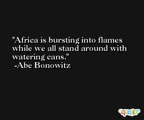 Africa is bursting into flames while we all stand around with watering cans. -Abe Bonowitz