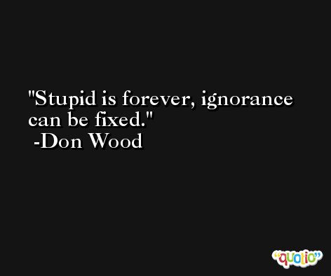 Stupid is forever, ignorance can be fixed. -Don Wood
