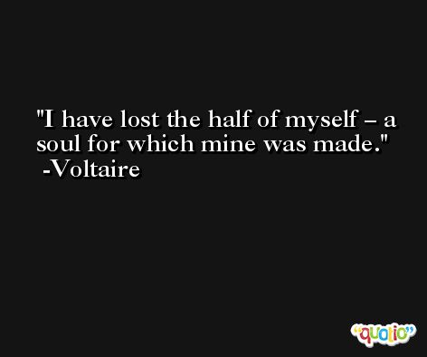 I have lost the half of myself – a soul for which mine was made. -Voltaire