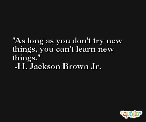 As long as you don't try new things, you can't learn new things. -H. Jackson Brown Jr.