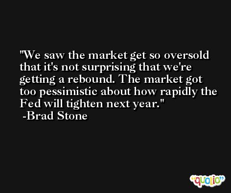 We saw the market get so oversold that it's not surprising that we're getting a rebound. The market got too pessimistic about how rapidly the Fed will tighten next year. -Brad Stone