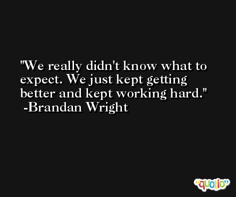 We really didn't know what to expect. We just kept getting better and kept working hard. -Brandan Wright