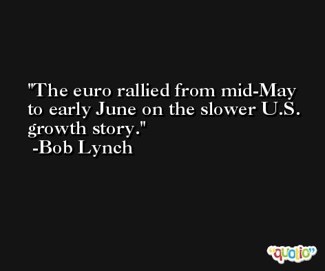 The euro rallied from mid-May to early June on the slower U.S. growth story. -Bob Lynch