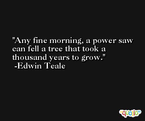 Any fine morning, a power saw can fell a tree that took a thousand years to grow.  -Edwin Teale