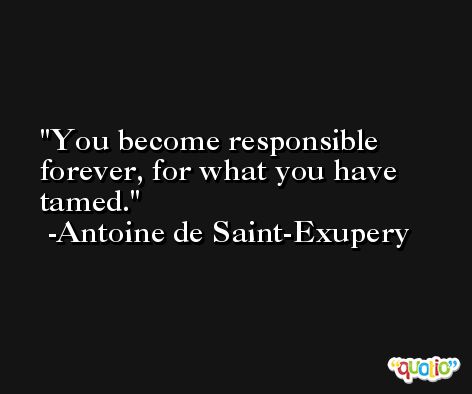You become responsible forever, for what you have tamed. -Antoine de Saint-Exupery