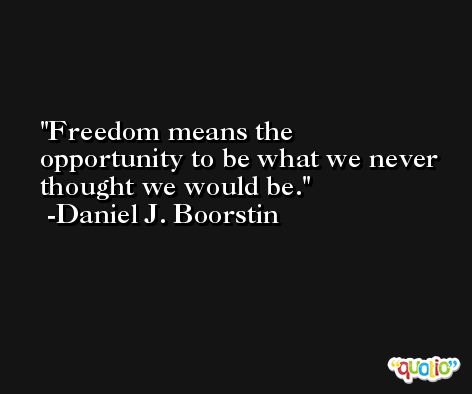 Freedom means the opportunity to be what we never thought we would be. -Daniel J. Boorstin