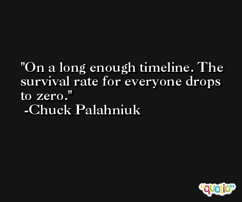 On a long enough timeline. The survival rate for everyone drops to zero. -Chuck Palahniuk