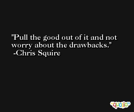 Pull the good out of it and not worry about the drawbacks. -Chris Squire