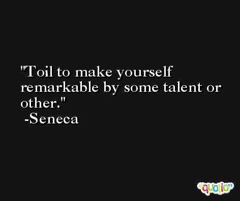 Toil to make yourself remarkable by some talent or other. -Seneca