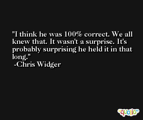 I think he was 100% correct. We all knew that. It wasn't a surprise. It's probably surprising he held it in that long. -Chris Widger