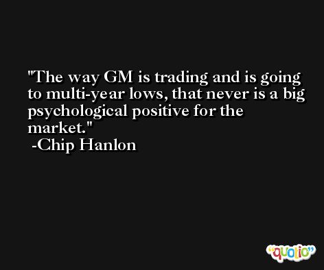 The way GM is trading and is going to multi-year lows, that never is a big psychological positive for the market. -Chip Hanlon