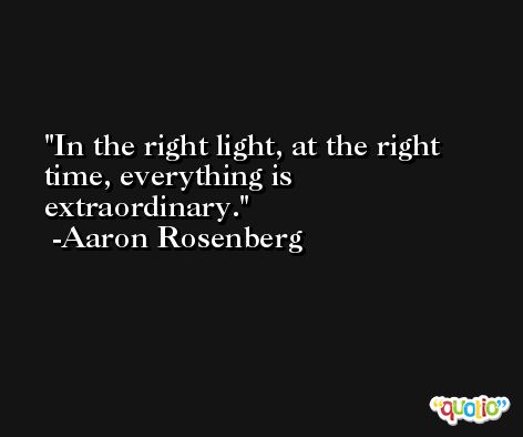 In the right light, at the right time, everything is extraordinary. -Aaron Rosenberg