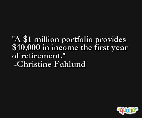 A $1 million portfolio provides $40,000 in income the first year of retirement. -Christine Fahlund
