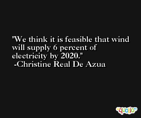 We think it is feasible that wind will supply 6 percent of electricity by 2020. -Christine Real De Azua