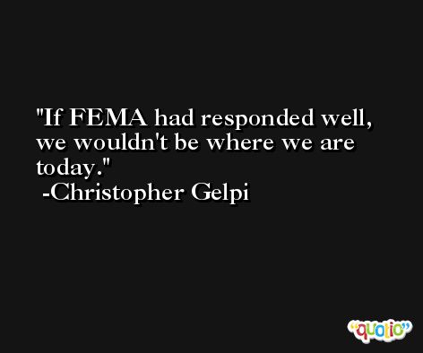 If FEMA had responded well, we wouldn't be where we are today. -Christopher Gelpi