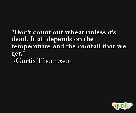 Don't count out wheat unless it's dead. It all depends on the temperature and the rainfall that we get. -Curtis Thompson