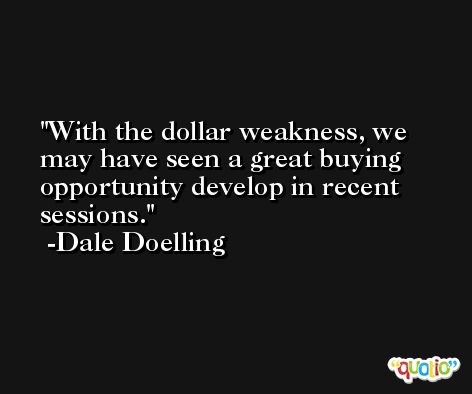 With the dollar weakness, we may have seen a great buying opportunity develop in recent sessions. -Dale Doelling