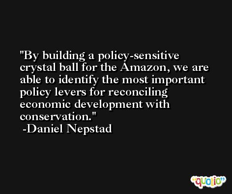 By building a policy-sensitive crystal ball for the Amazon, we are able to identify the most important policy levers for reconciling economic development with conservation. -Daniel Nepstad