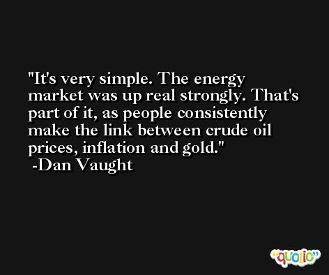 It's very simple. The energy market was up real strongly. That's part of it, as people consistently make the link between crude oil prices, inflation and gold. -Dan Vaught