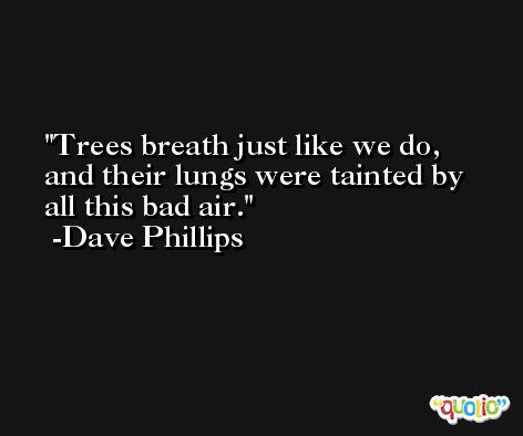Trees breath just like we do, and their lungs were tainted by all this bad air. -Dave Phillips