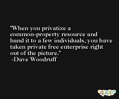 When you privatize a common-property resource and hand it to a few individuals, you have taken private free enterprise right out of the picture. -Dave Woodruff