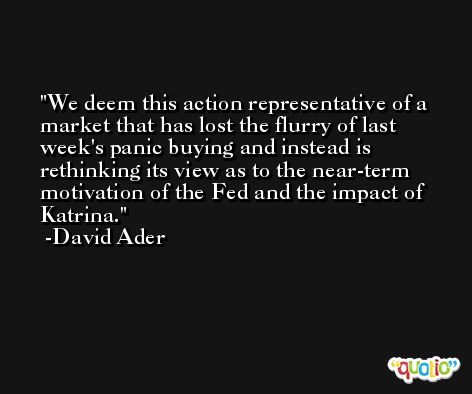 We deem this action representative of a market that has lost the flurry of last week's panic buying and instead is rethinking its view as to the near-term motivation of the Fed and the impact of Katrina. -David Ader