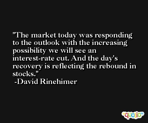 The market today was responding to the outlook with the increasing possibility we will see an interest-rate cut. And the day's recovery is reflecting the rebound in stocks. -David Rinehimer
