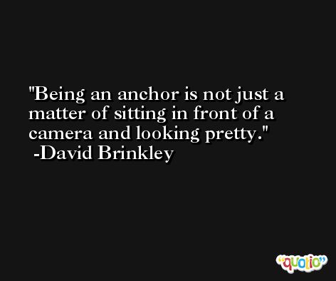 Being an anchor is not just a matter of sitting in front of a camera and looking pretty. -David Brinkley