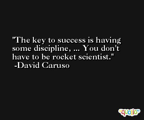 The key to success is having some discipline, ... You don't have to be rocket scientist. -David Caruso
