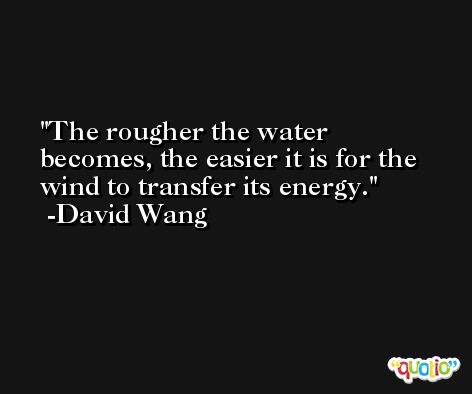 The rougher the water becomes, the easier it is for the wind to transfer its energy. -David Wang