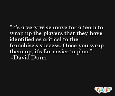 It's a very wise move for a team to wrap up the players that they have identified as critical to the franchise's success. Once you wrap them up, it's far easier to plan. -David Dunn