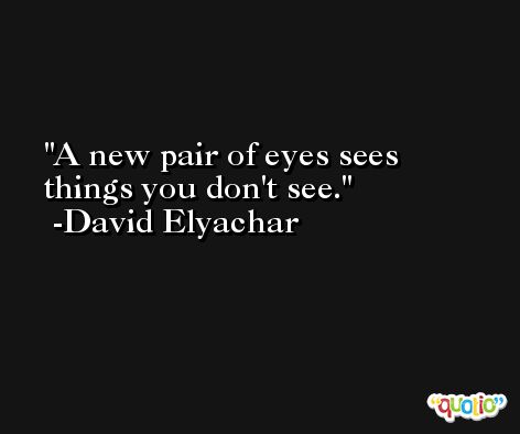A new pair of eyes sees things you don't see. -David Elyachar