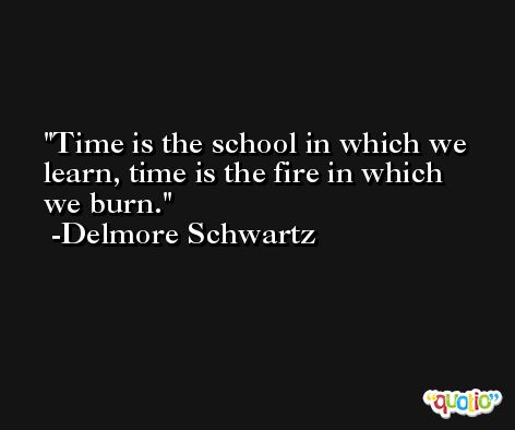 Time is the school in which we learn, time is the fire in which we burn. -Delmore Schwartz