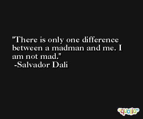 There is only one difference between a madman and me. I am not mad. -Salvador Dali