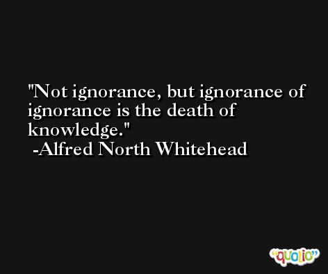 Not ignorance, but ignorance of ignorance is the death of knowledge. -Alfred North Whitehead