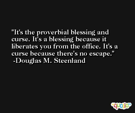 It's the proverbial blessing and curse. It's a blessing because it liberates you from the office. It's a curse because there's no escape. -Douglas M. Steenland