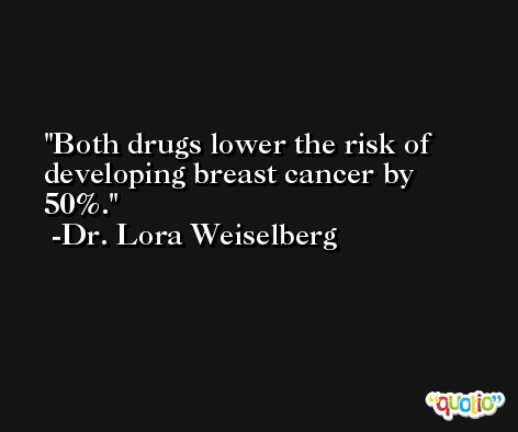 Both drugs lower the risk of developing breast cancer by 50%. -Dr. Lora Weiselberg