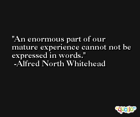 An enormous part of our mature experience cannot not be expressed in words. -Alfred North Whitehead