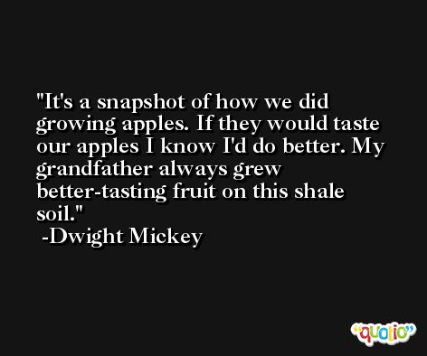 It's a snapshot of how we did growing apples. If they would taste our apples I know I'd do better. My grandfather always grew better-tasting fruit on this shale soil. -Dwight Mickey